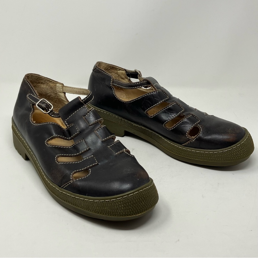 Giraudon Brown Mary Jane Leather Shoes